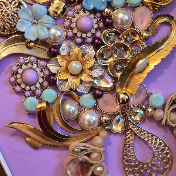 Hand Crafted Framed Jewelry Art 10.25"W x 12.25"H - Picture 4 of 6